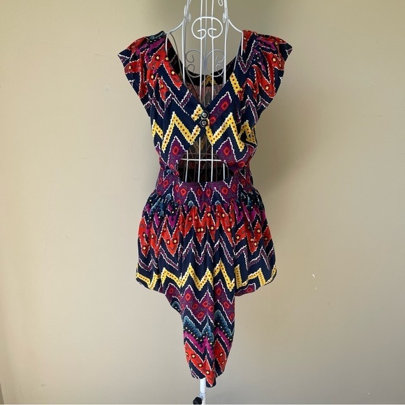 Marc by Marc Jacobs Red Sleeveless Balloon Mini Dress Size XS tribal multicolor - Picture 6 of 11